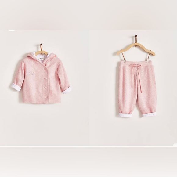 Babycottons Girl Mini Safari Waffle Cardigan and Joggers Set. 9 Month. - Picture 1 of 8